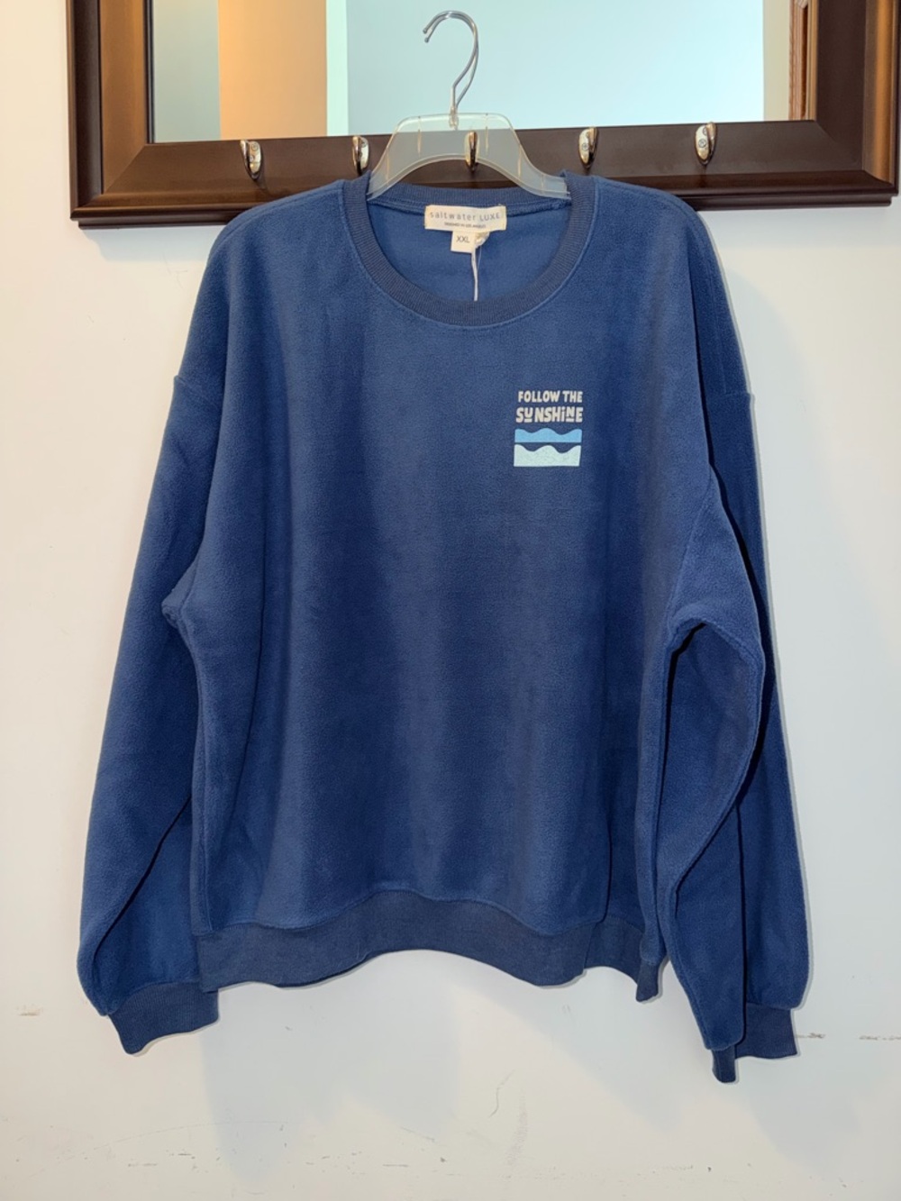 NWT Saltwater LUXE oversized fleece sweatshirt "Follow the Sunshine" Size XXL